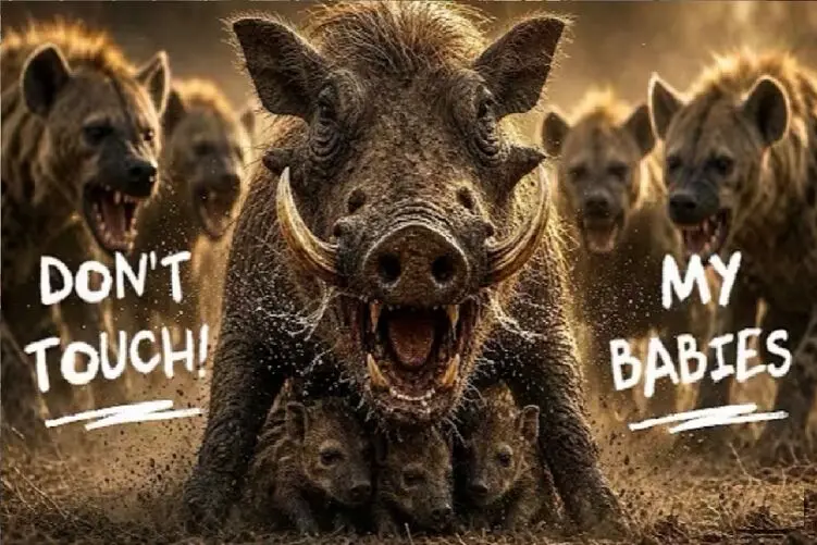 مستند حیات وحش؛ مادر گراز برای نجات بچه‌هایش به جنگ کفتارها رفت!