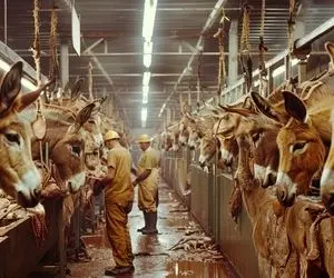 فرآوری الاغ؛ خر تو چین هیچ دورریز نداره گوشت و شیرشو میخورن پوستشم لباس میکنن