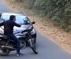 معماری طبیعت؛ ببر سر مرد موتورسوار رو دندون گرفت کشون کشون بردش