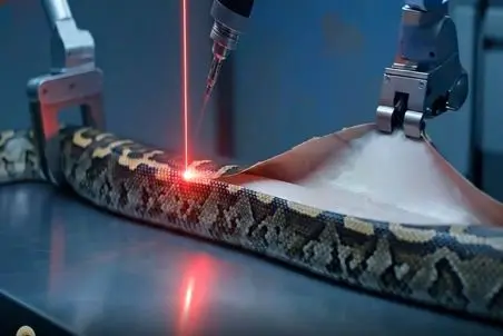 فرآوری مار؛ با لیزر پوست مار رو بدون دور ریز درآووردن باهاش یه کیف و کفش دوختن مشتی