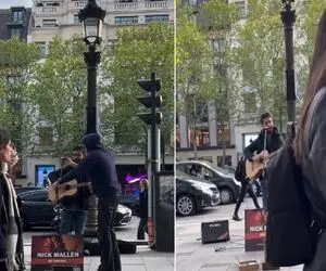 آواز خیابانی؛ پسر ایرانی با خوندن آهنگ کردی که تو خیابان شانزلیزه چه جماعتی محوش میشن