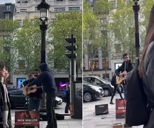 آواز خیابانی؛ پسر ایرانی با خوندن آهنگ کردی که تو خیابان شانزلیزه چه جماعتی محوش میشن