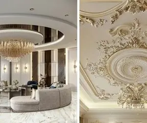 انواع گچبری سقف شیک و لاکچری؛ زیباسازی پذیرایی با طراحی های ساده یا پیچیده آینه کاری