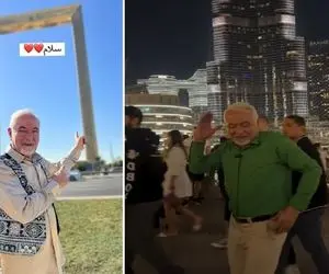 آواز دیش دیش؛ صادق بوقی زیر برج خلیفه دبی با همون لهجه آو آو آو رشتی هندی خوند