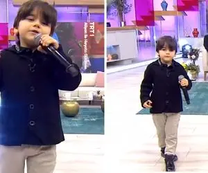 آواز عاشقانه؛ فسقلی با چه ادا و اطواری آهنگ ترکی داشلی گالا رو خوند رقصش ضعف میندازه