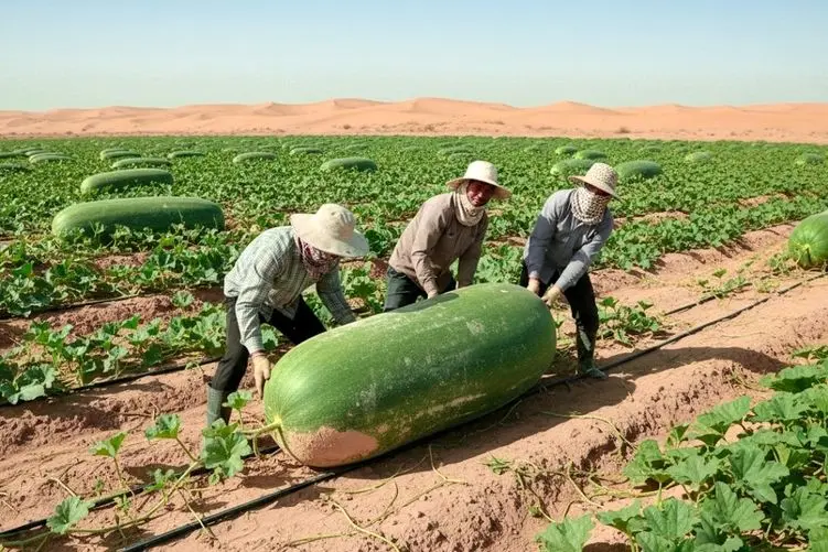 کشاورزی نوین؛ هندوانه کاشتن با مراقبت و رسیدگی موقع برداشت هر کدوم باید با تریلی برد