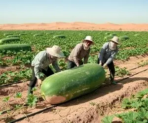 کشاورزی نوین؛ هندوانه کاشتن با مراقبت و رسیدگی موقع برداشت هر کدوم باید با تریلی برد