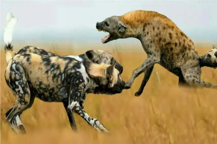 فجایع حیات وحش/کفتار از ترس سگ کانگال به پت پت افتاده