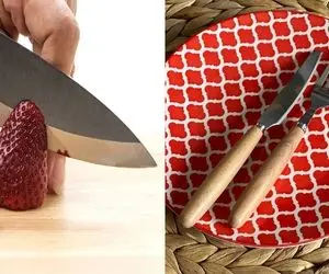 چاقوهات انقد کُنده تا پوست یه میوه رو بکنن جیگرشو له و لورده میکنن / تیز و بزشون کن