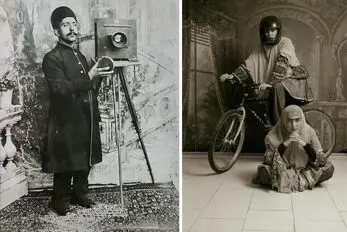 سفر در زمان؛ عکس آتلیه ای از مادر جوان قاجاری به همراه دو فرزندش؛ سال 1299 