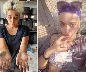 ریحانه پارسا تغییر شغل داد؛ از لُخت شدن به پنچرگیری ماشین! +فیلم