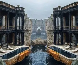 معماری خلاقانه / کنار تنگه رو صخره خونه نقلی اعیونی ساخته استخر و جکوزی روبه دریا