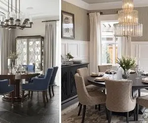 انواع مدل دکوراسیون فضای ناهارخوری به سبک نئوکلاسیک / پرده، فرش و رنگ مناسب با جزییات