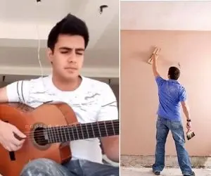 آواز خیابانی؛ این آقاهه که گچ کار هست با گیتارش و صدای مخملی چه آوازی می خونه