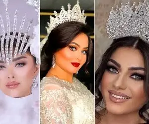 انواع و اقسام مدل تاج عروس متناسب با فرم صورت؛ چهره (گرد، بیضی، تپل، لاغر) ست با لباس